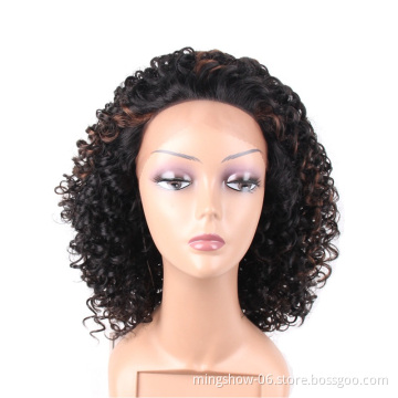Kinky Curly Synthetic Wig For Black Women Short Wigs High Temperature Fiber black wigs Mixed Brown